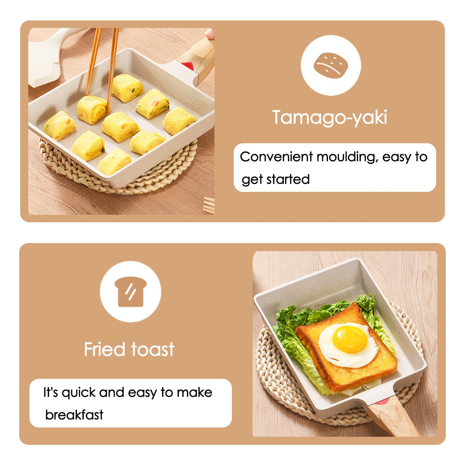 Rectangular Sartén Para Huevos, Sartén Antiadherente Tamagoyaki, Sartén Japonesa Para Tortillassartén Rectangular, Sartén Japonesa Antiadherente Para Tortillas, Sartén Cuadrada Tortilla, Para Saltear