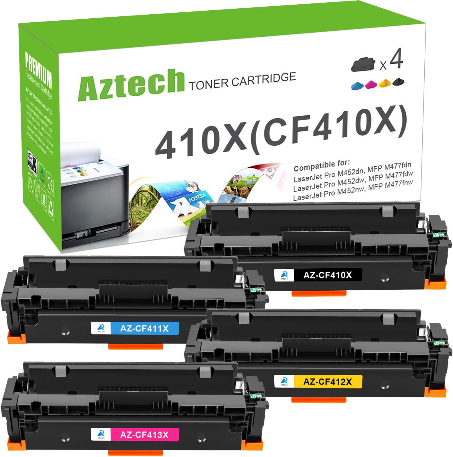 Aztech 4Packs-Compatible for HP 410X 410A CF410X CF411X CF412X CF413X