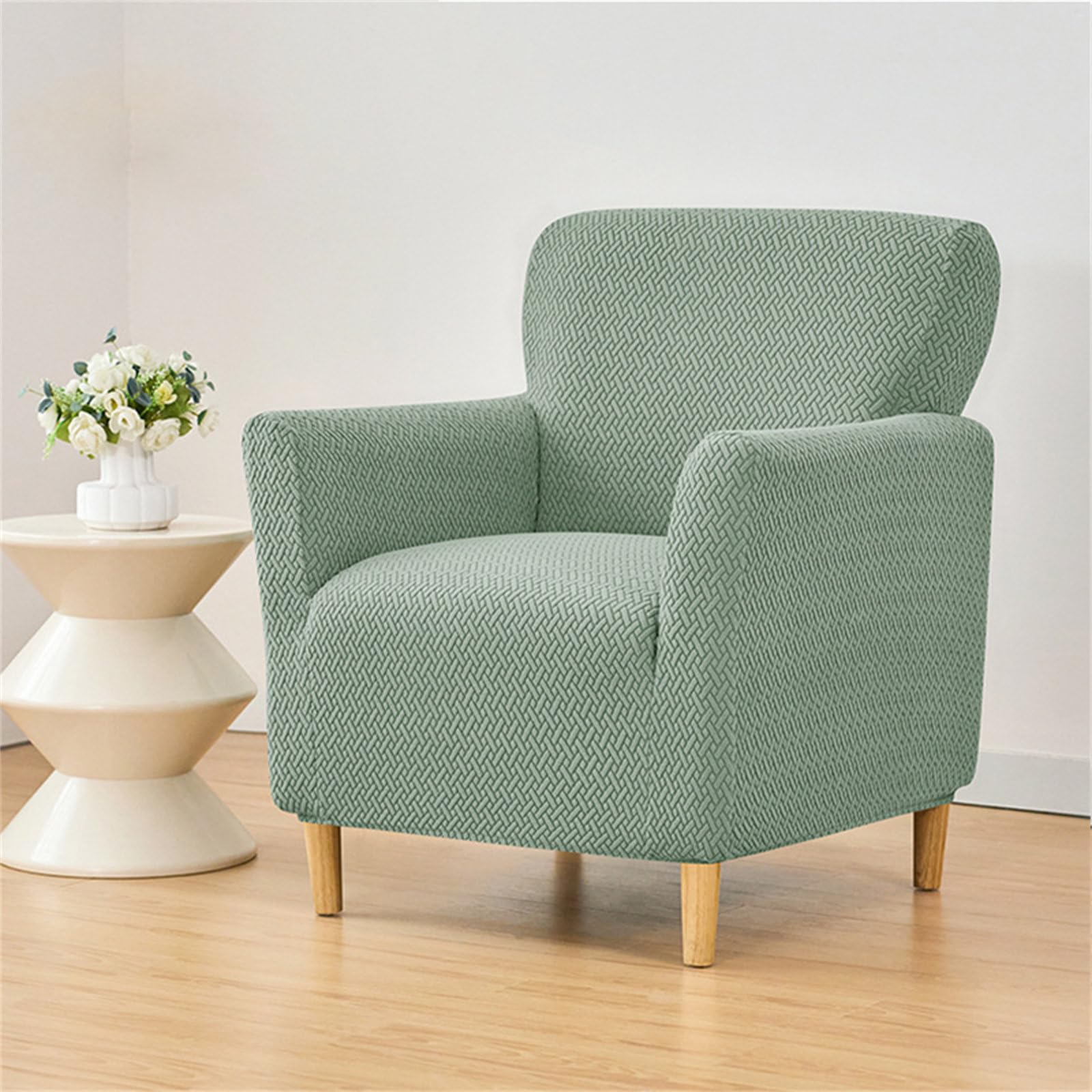 Funda Sillón Individual Highdi Estampado Hojas Funda Sillón Highdi Estampado Hojas - Tamaño 1 Plaza, Elástica, Lavable, Verde Funda Chesterfield Estampado Hojas