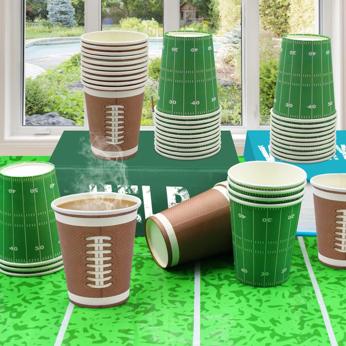 Inspireyee 100 Pack Football Themed Disposable Paper Cups