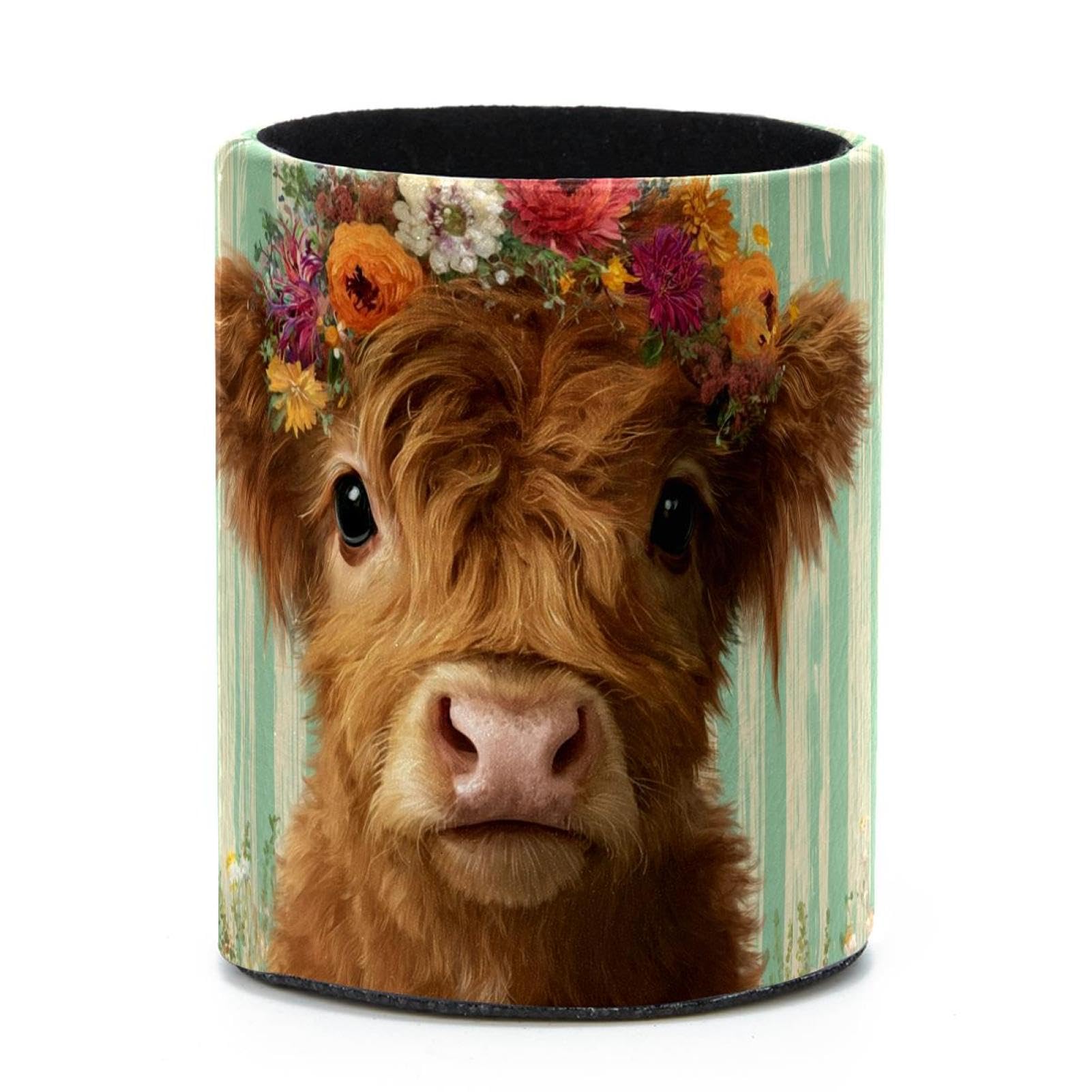 VAPOKF Round Pencil Holders for Desk, Highland Cow Pen Holders Pen Pot Makeup Brushes Storage Desktop Stationery Supplies Organiser for Home Office