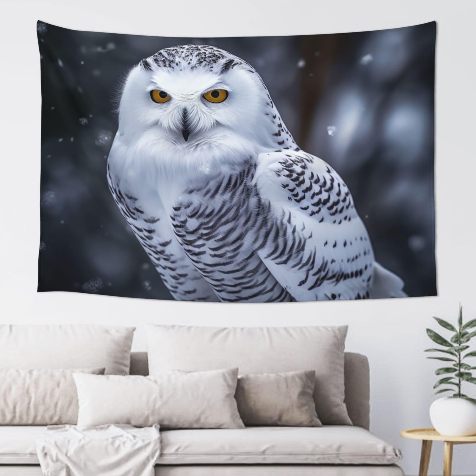 Fodpand Black Arctic Owl Tapestry Dorm Decor, Wall Backdrop Aesthetic Tapestries Hanging Banner For Bedroom, Modern Wall Art Poster Blanket, Home Decor Wall Tapestry 60"X40"