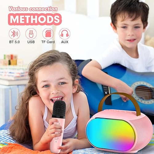 Miniatura 5 de Heroange Máquina de karaoke para niños con doble controlador, juguetes para niñas de 3 a 12 años, micrófono para niños de 3, 4, 5, 6, 7, 8, 9, 10,