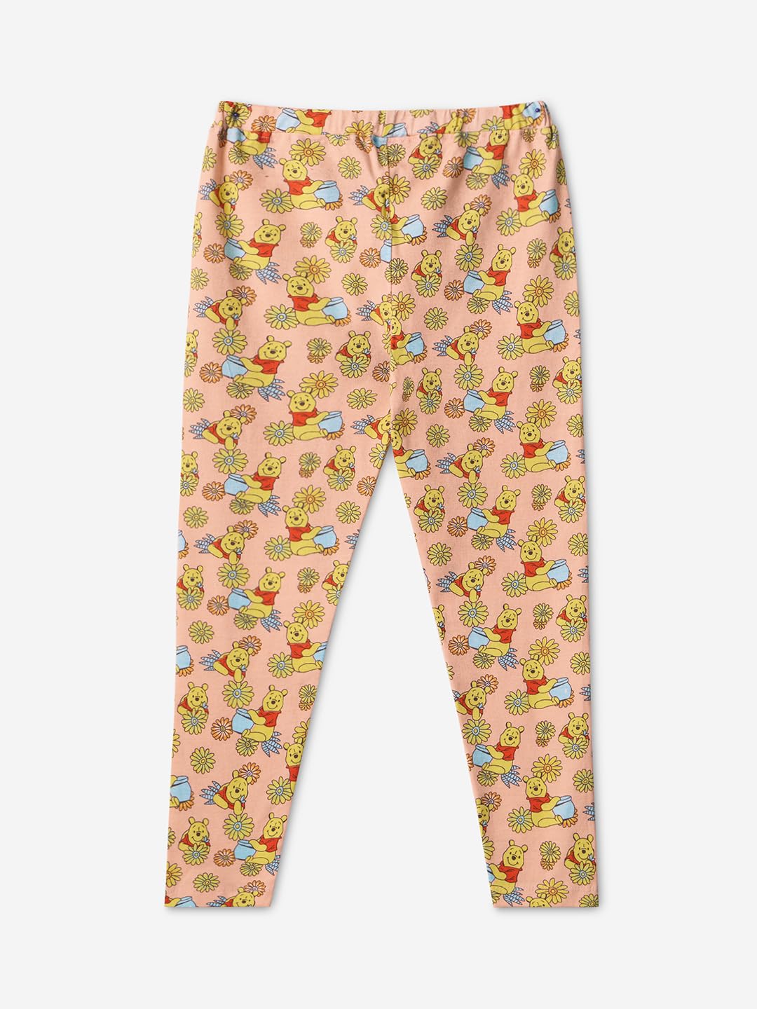 The Souled Store Winnie The Pooh: Pot of Honey Girls Orange All Over Stampato Leggings in cotone (2-8 anni)