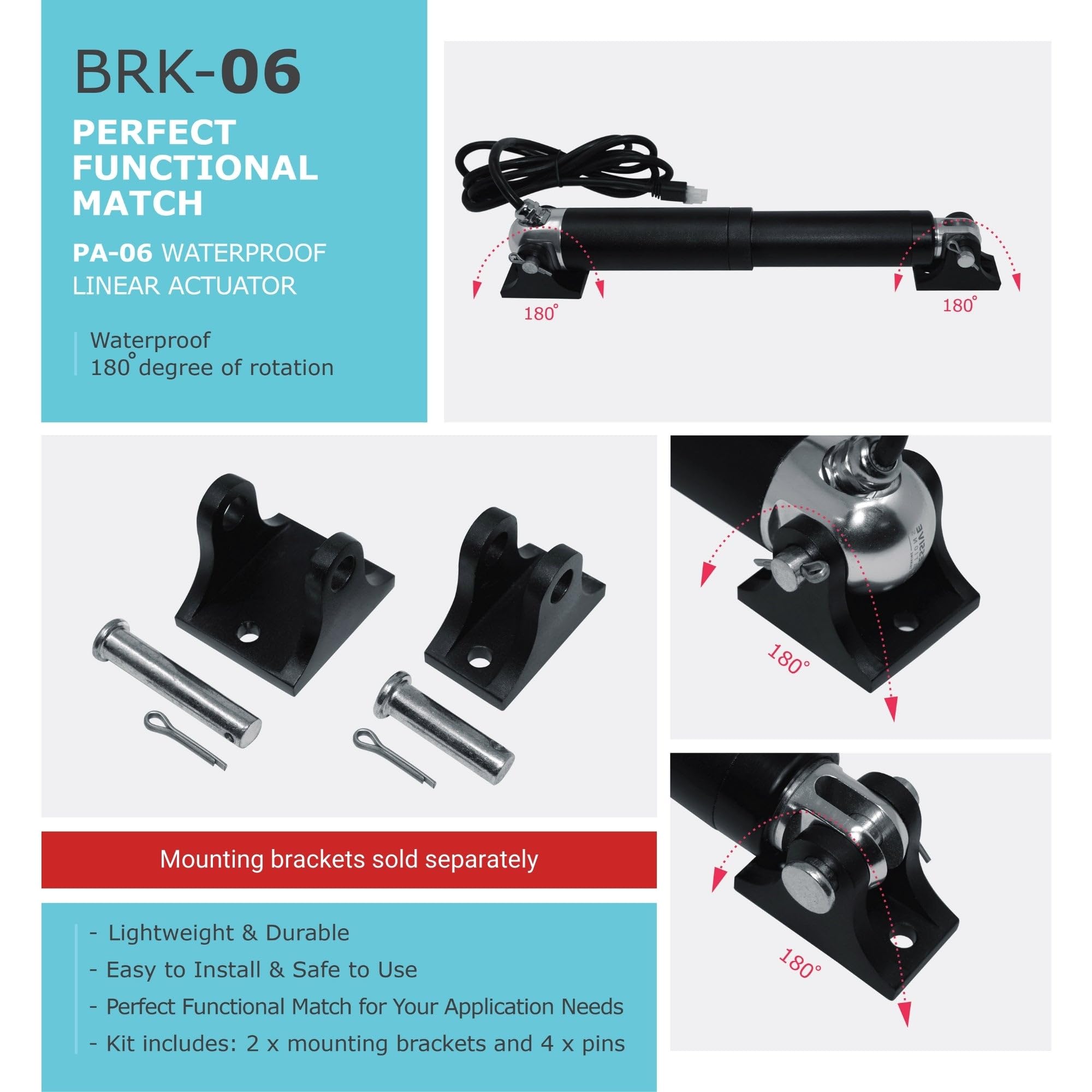 Progressive Automations Mounting Bracket Set BRK-06 for Linear Actuators — Amazon image 2
