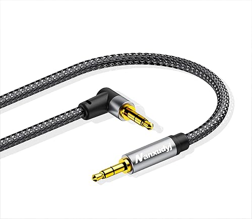 Nanxudyj Cable de audio de 0138in 200 pies1969ft cable auxiliar estéreo de 0138in a 0138in cable auxiliar de ángulo recto de 90 grados macho a macho