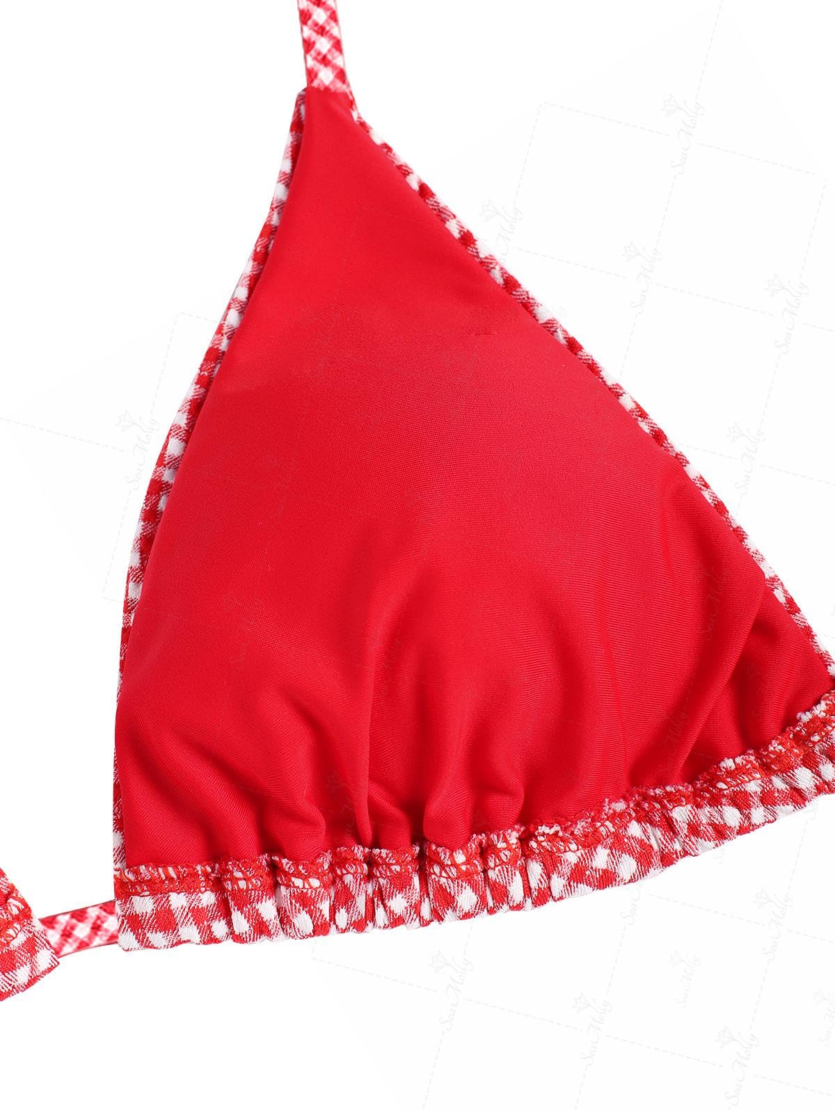 ZAFUL Women's Triangle Bikini Multiway Fishnet Tie Side Bandeau Halter String Bikini Set Two Piece Swimsuit Bathing Suits
