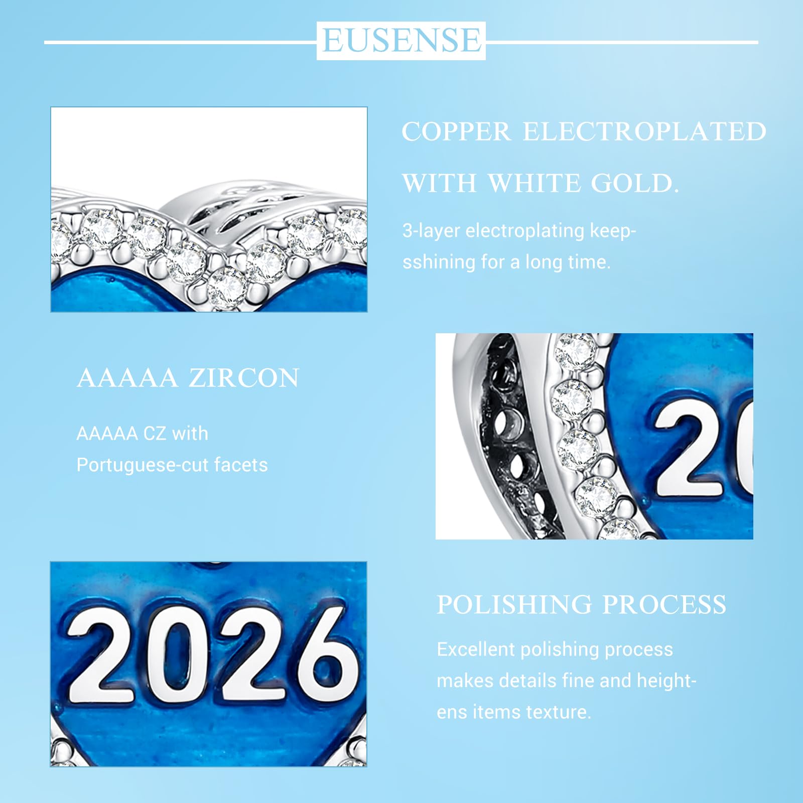 Eusense Cuentas Charm Compatibles con la Pulsera y el Colgante para Collar Europeos de Pandora