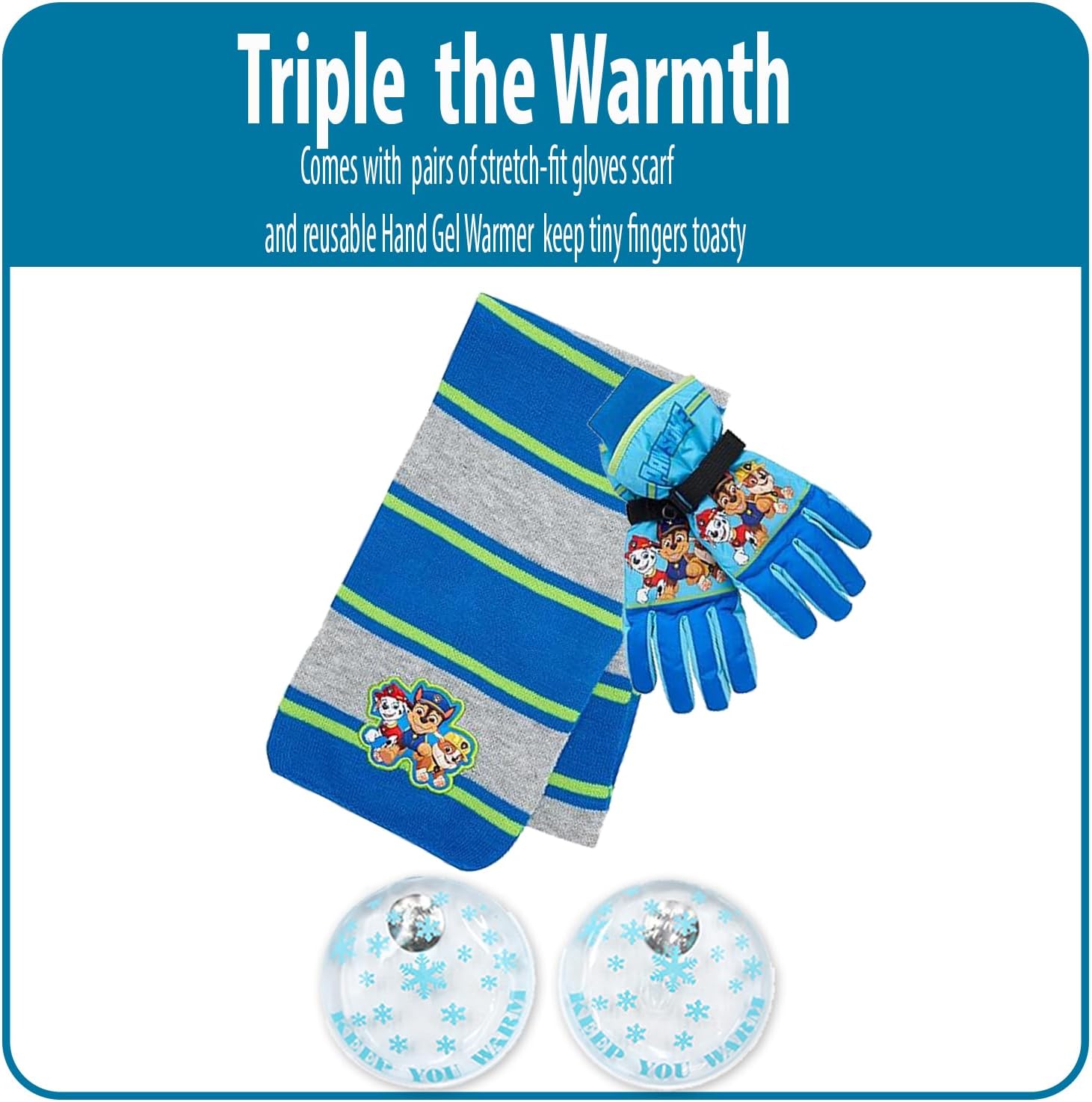 Nickelodeon Paw Patrol Boy's Winter Hat Set -3 Piece Beanie,Gloves or Mittens and Scarf (2-7), Size Age 4-7, Paw Patrol Hat Gloves Scarf Set with Handwarmers