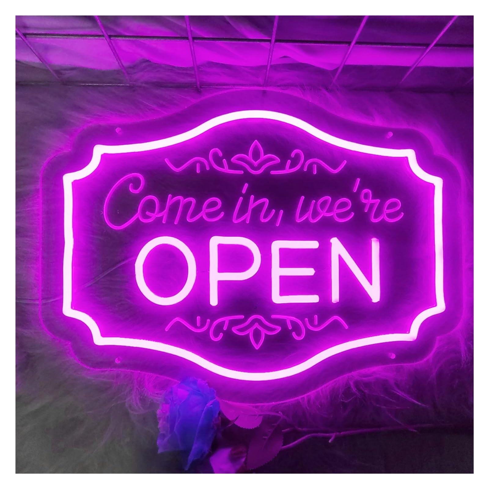 Signs Lamp Come in, We're Open Neon Sign Letter Light Dimmable USB Powered for Bar Retail Store Pub Shop Wall Decor 30cmx22cm(Purple)