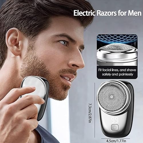 Miniatura 2 de Mini afeitadora eléctrica, afeitadoras eléctricas de tamaño de bolsillo para hombres, mini afeitadora eléctrica portátil, recargable fácil de un