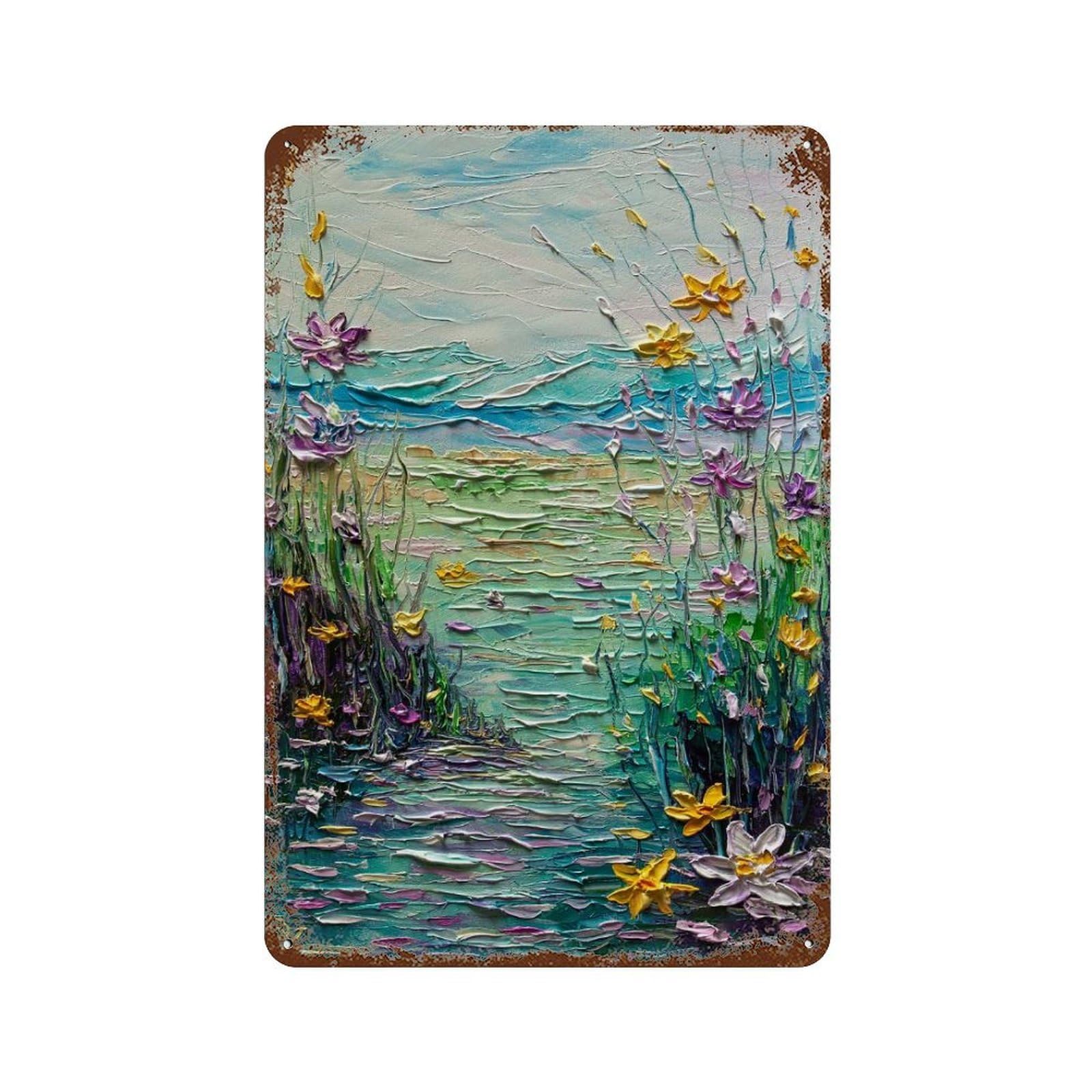 Enchanted Shore 11.8"x7.9" Retro Metal Sign, Vintage Wall Decor for Office, Studio And Wall Decor
