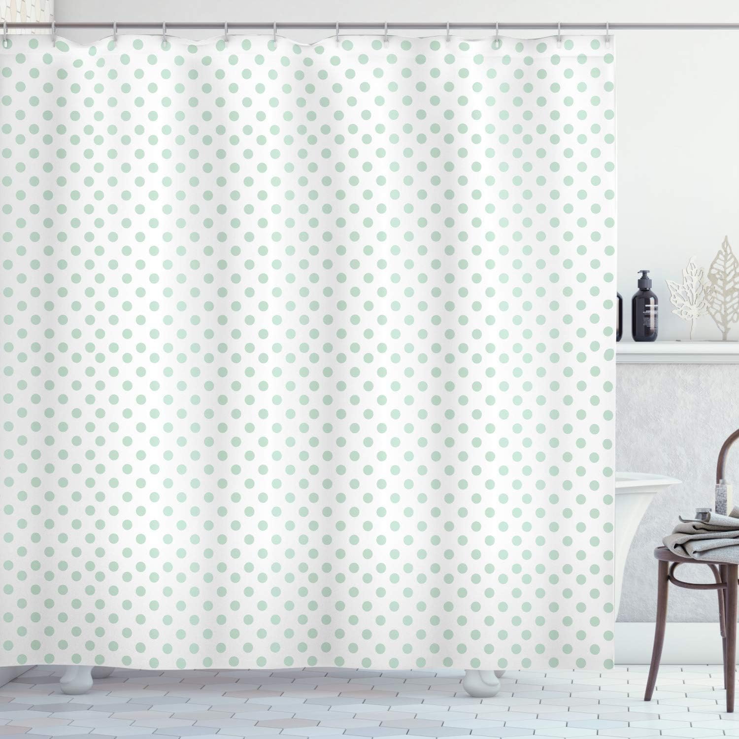 Tenda da doccia impermeabile, 200 x 200 cm, motivo geometrico, antimuffa, in poliestere, lavabile, con ganci, motivo a pois, D-1951