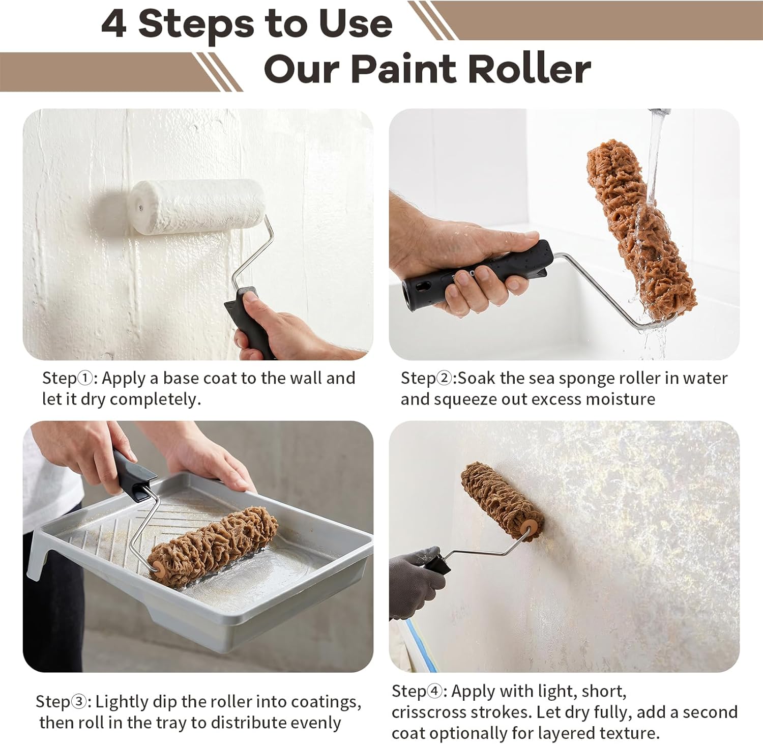 6'' Sea Sponge Roller for Painting, Decorative Texture Sponge Roller image 5