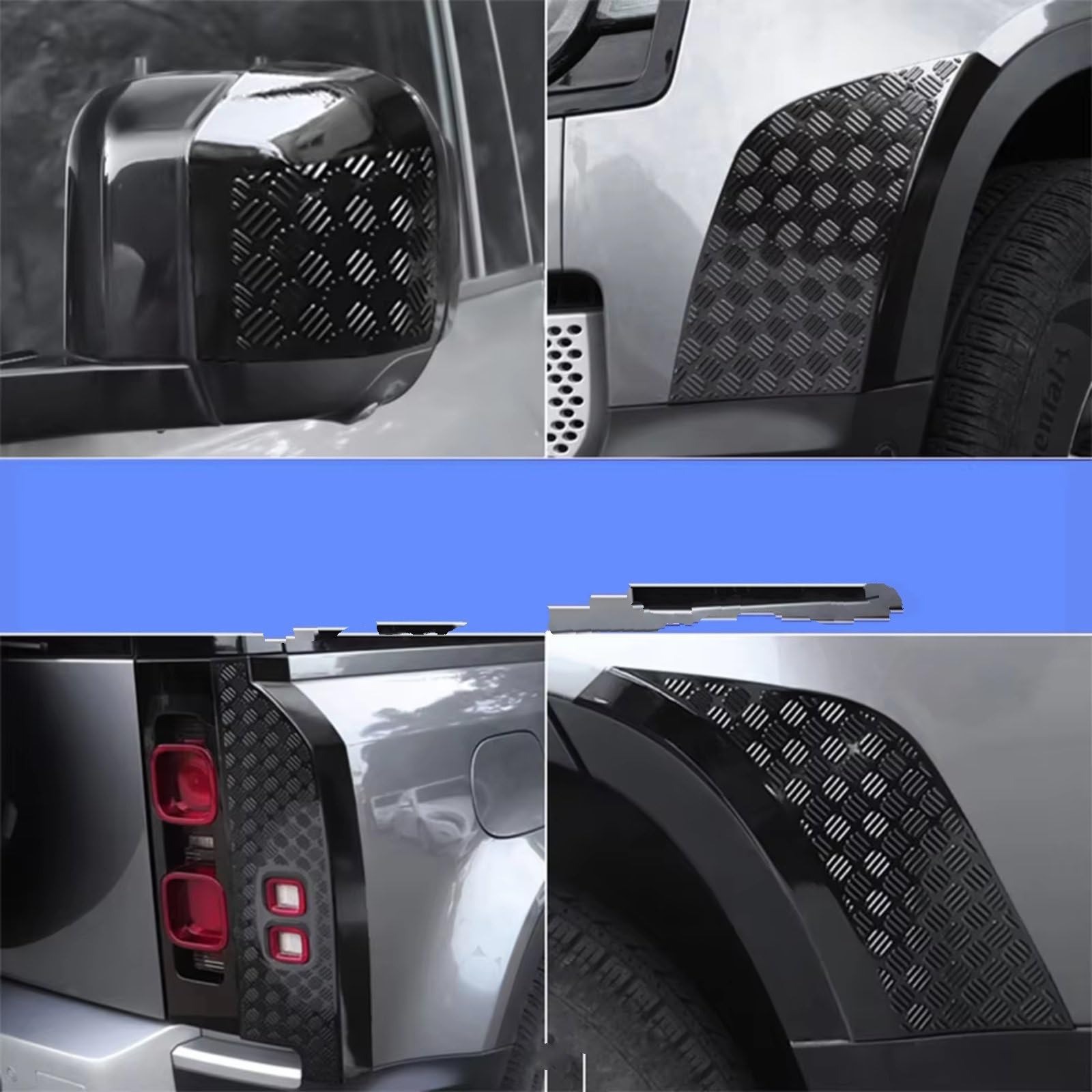 Faros Traseros Para Land Para Rover Para Defender 90 110 130 Espejo Retrovisor Parachoques Delantero Cubierta Trasera Antiarañazos Panel Protector Trasero Piloto Trasero Caravana(Bright Black)