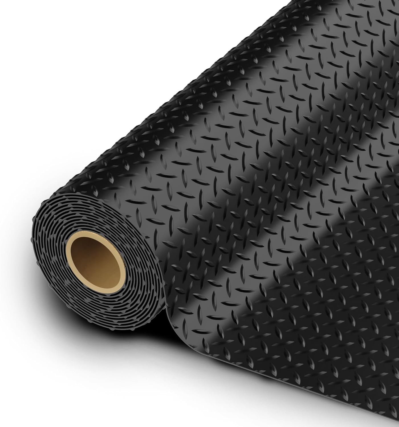 StellarStar 10x20 FT Garage Floor Mat, 2.8mm Thickened PVC Flooring Roll for Under Car, 200 SQFT Diamond Plate Black Garage Mats for Garage, Warehouse, Basement, Factory, Trailer (Include Tapes)