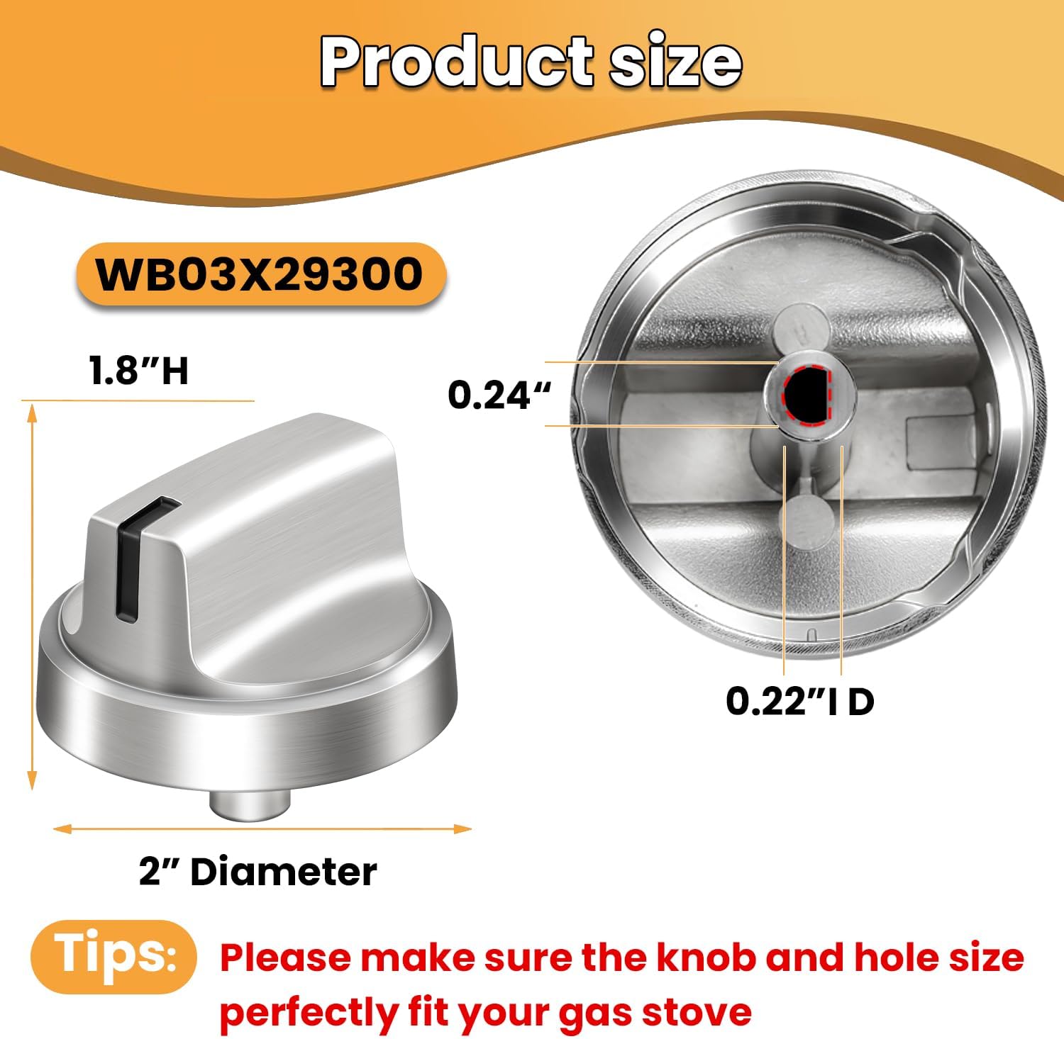 Upgraded Metal WB03X29300 for GE Stove Knobs Replacements,Stainless Steel Finish,Compatible with JGP3530SL1SS,JGP5530SL1SS,JGP5536SL1SS Surface Burner Control Knobs, Gas Cooktop Replaces