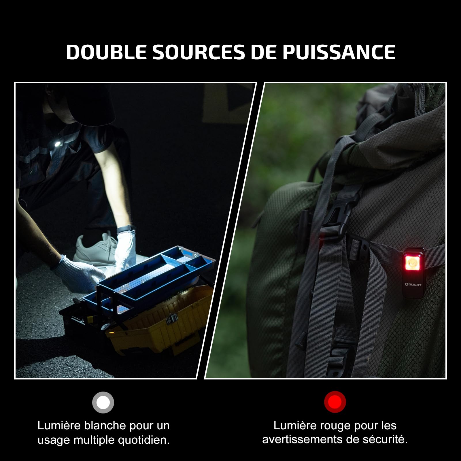 OLIGHT Oclip lampe de poche à clip Source Rouge et Blanche 300lm Rechargeable avec Aspiration Magnétique et Trou de Suspension IPX5 Étanche Utilisée en Camping et Alpinisme