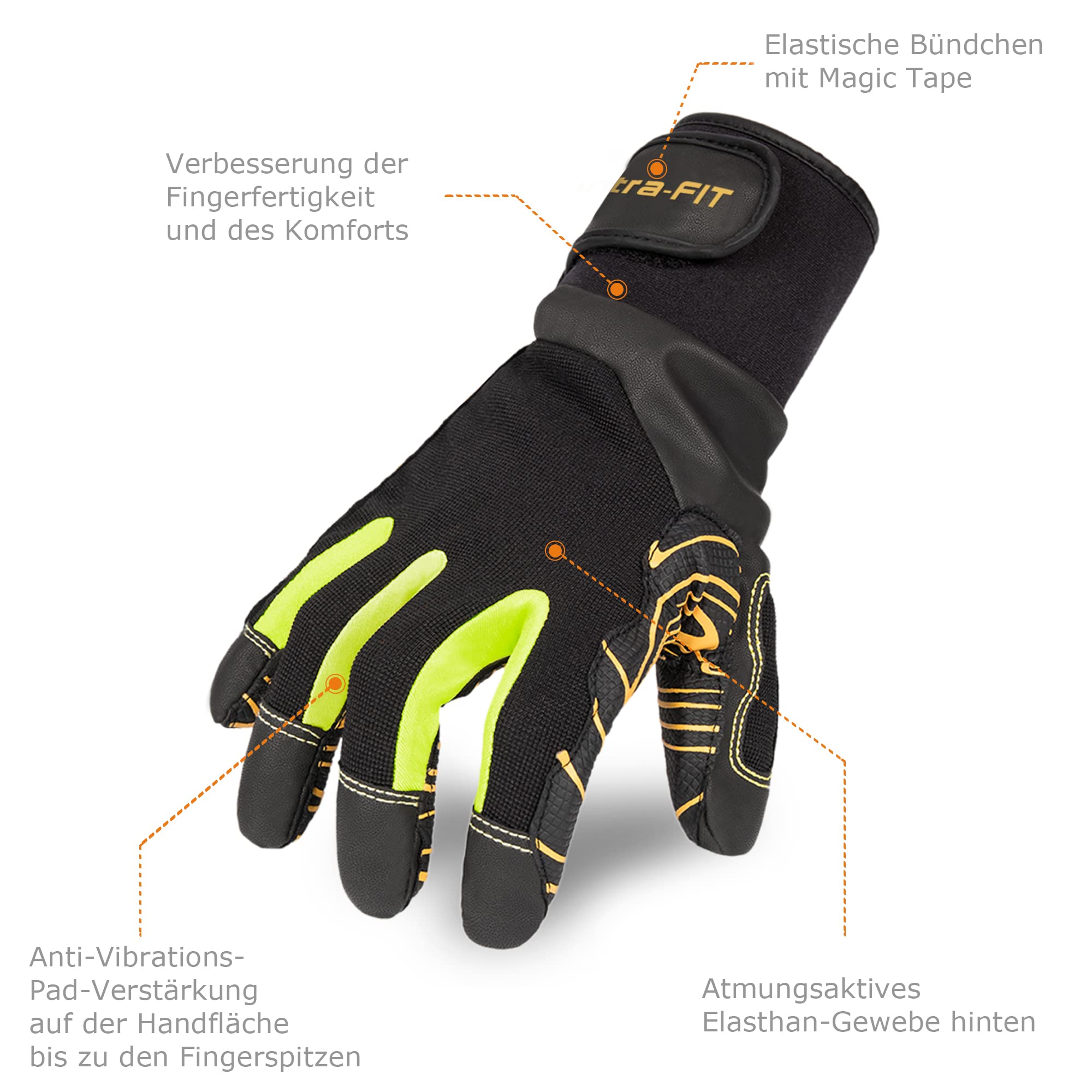 Gants de Protection Contre les Vibrations - ISO10819 EN388 - Sécurité Anti-Vibrations - Mécanicien Résistants aux Chocs - Travail