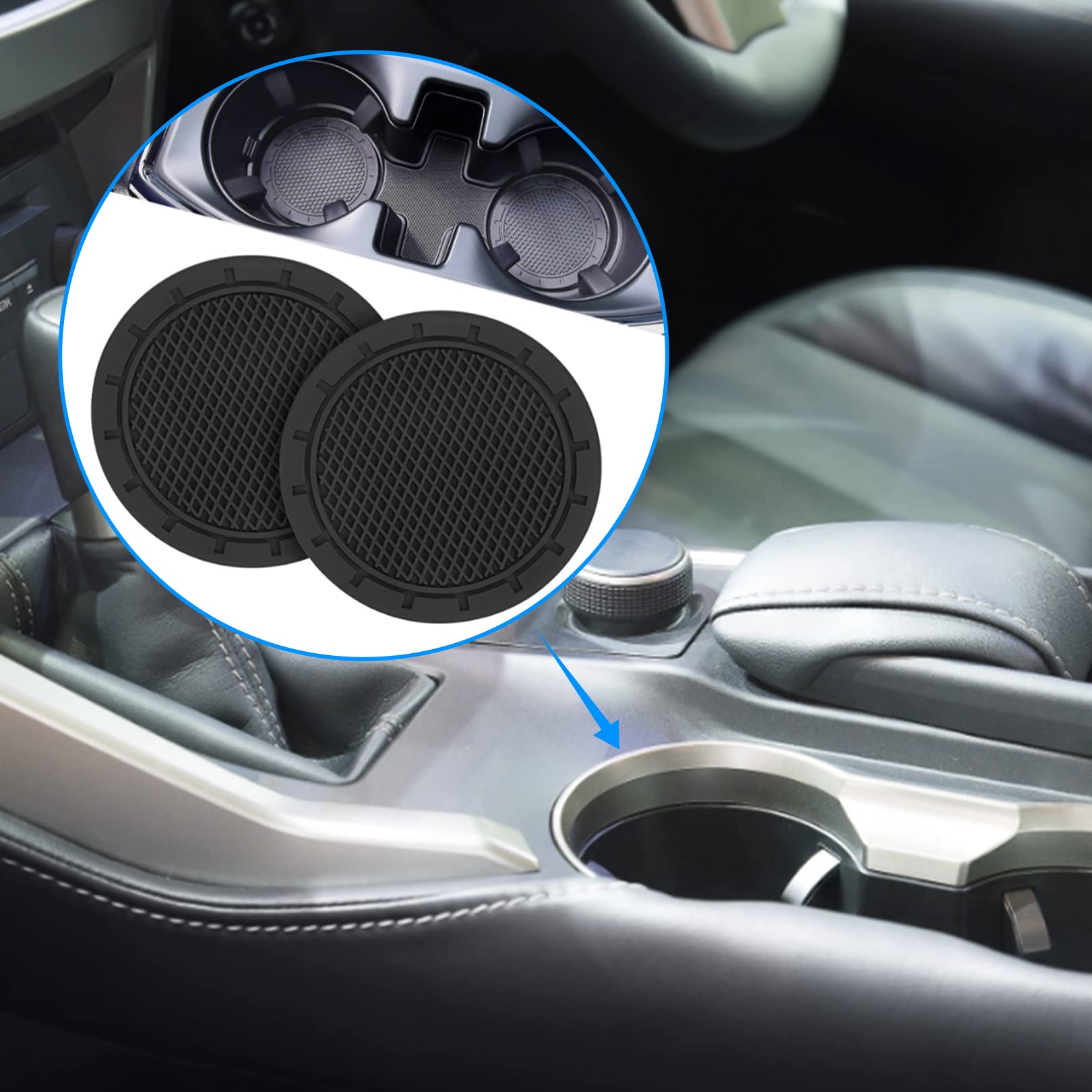 Lot De 3 Dessous De Verre Silicone Pour Voiture - Antidérapants, Motif Damier, Compatibles Mini Cooper