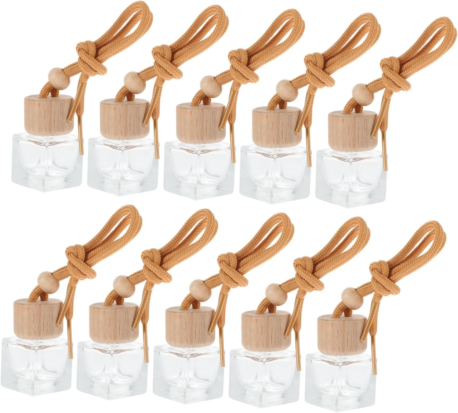 10Pcs Car Air Essential Oil Diffusers Empty Glass Perfume Bottles with Caps Design for Home Office and Auto Fragrance