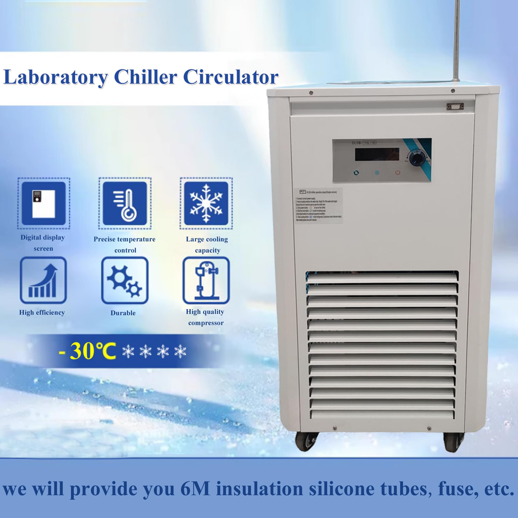 HQHAOTWU Industrial Water Chiller Laboratory Chiller Circulator Low-Temperature Cooling Liquid Circulation Machine 10L Water Cooler Water Cooling Machine Lab Coolant Circulating Pump 110V -30? 880W
