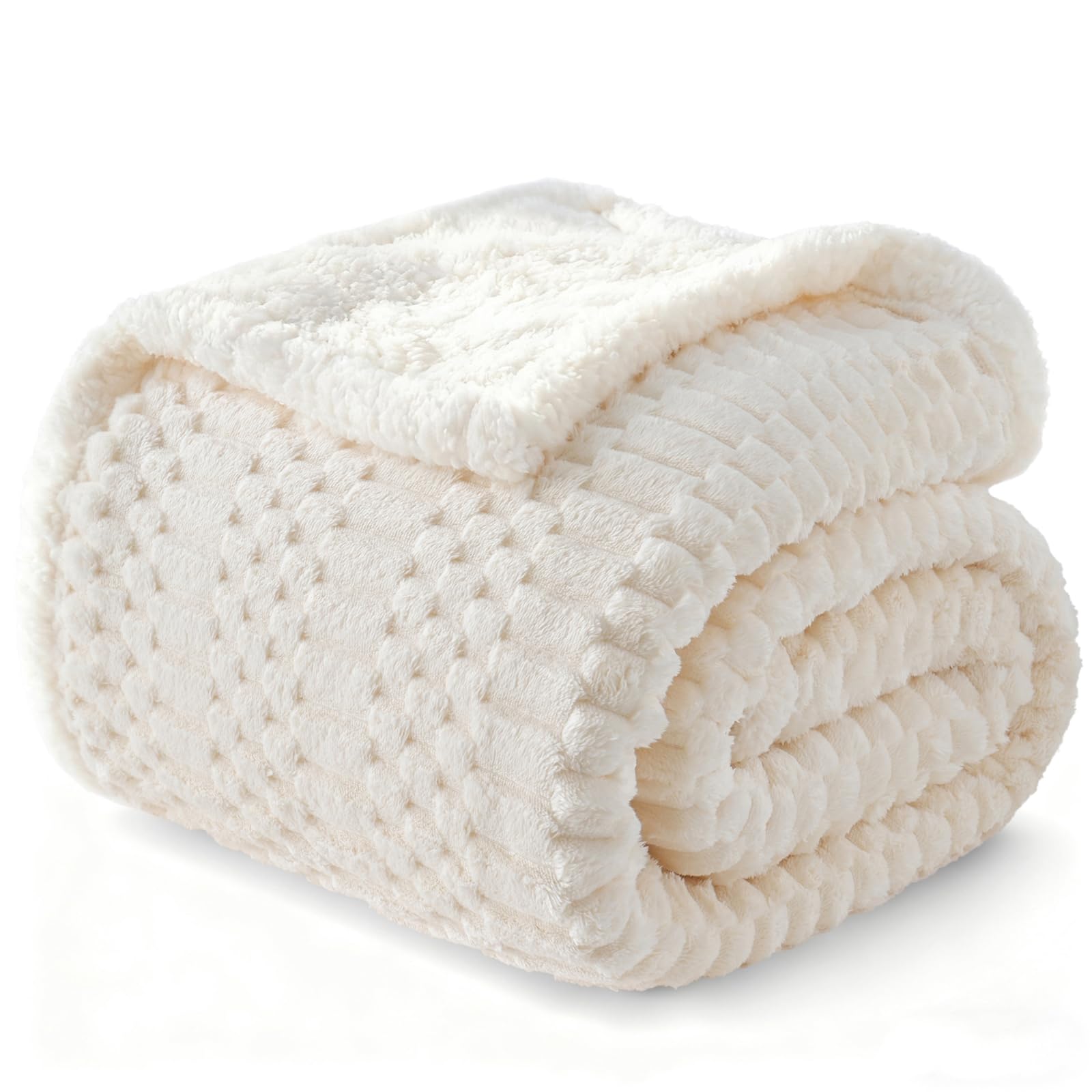 Gracelife Sherpa Throw Blanket for Couch Flannel Cozy Soft Thick Blanket Warm Twin Blanket for Bed Fleece Home Decor Gifts, Z01 - White, 150 * 200cm