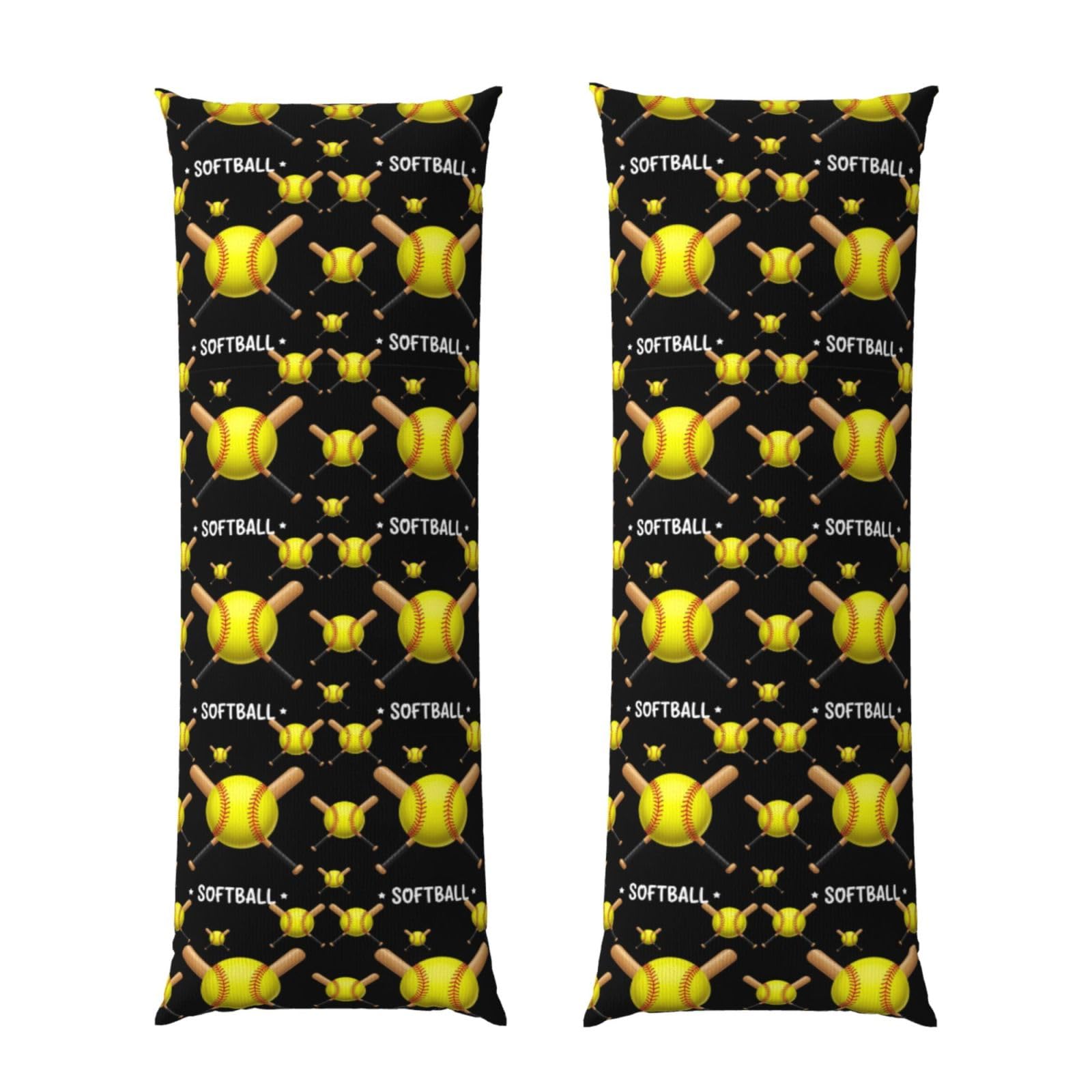 Body Pillowcase 20x60 Inch, Yellow Softball Ball American, Luxury Soft Pillow Cover with Zipper, Breathable Microfiber Fabric, for Men Women Bedroom Couch