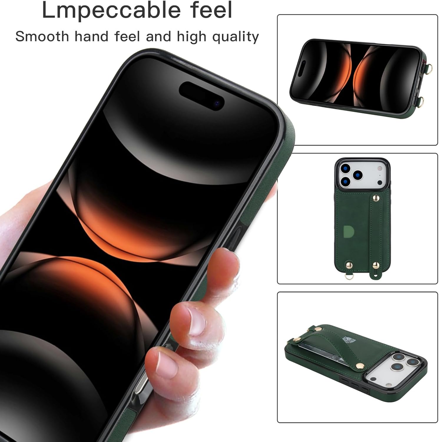 Wallet Case for iPhone 17/17 Air/17 Pro/17 Pro Max, Leather Cover Wrist Strap Stand Card Slot Holder Shell with Crossbody Lanyard Strap Pink