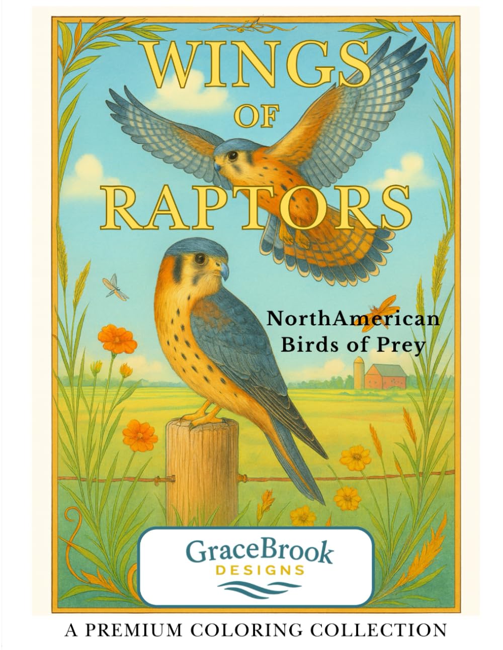Wings of Raptors: North American Birds of Prey: An Adult Coloring Book