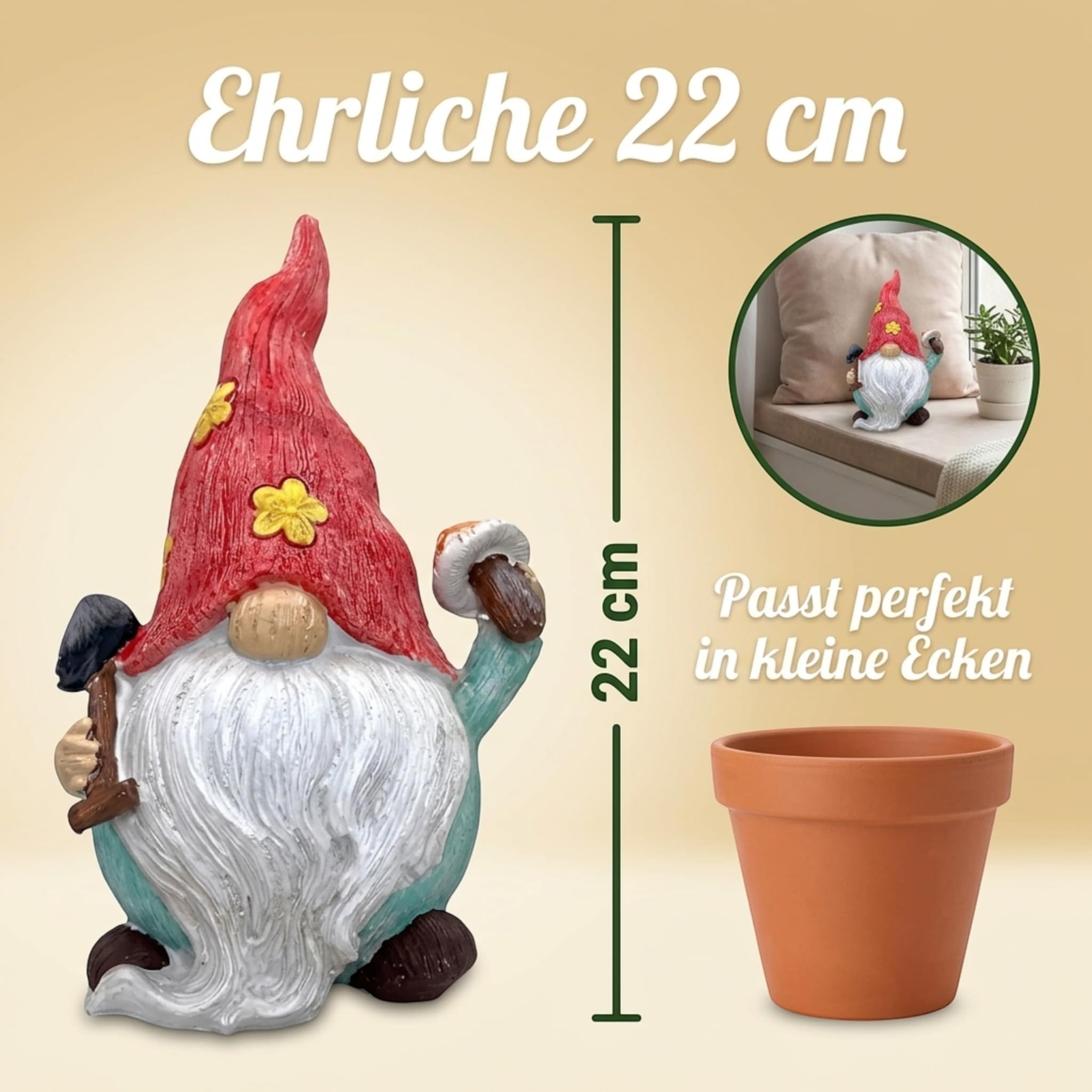 MIJOMA Enano de jardín Gnom GNOME Dwarf Jardín Decoración Jardín Decoración de Jardín Enano para Jardín Decoración del Hogar Decoración para Terraza para Balcón (Chaqueta Azul - 22 cm)