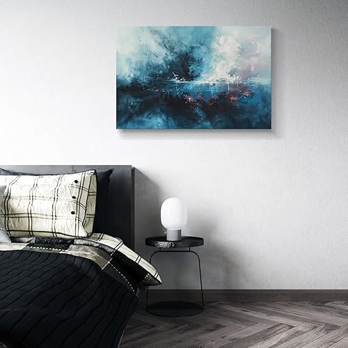 Miniatura 145 de Lienzo artístico para pared, pinturas de arte abstracto, fantasía azul, grafiti colorido sobre fondo blanco; decoración artística moderna para sala