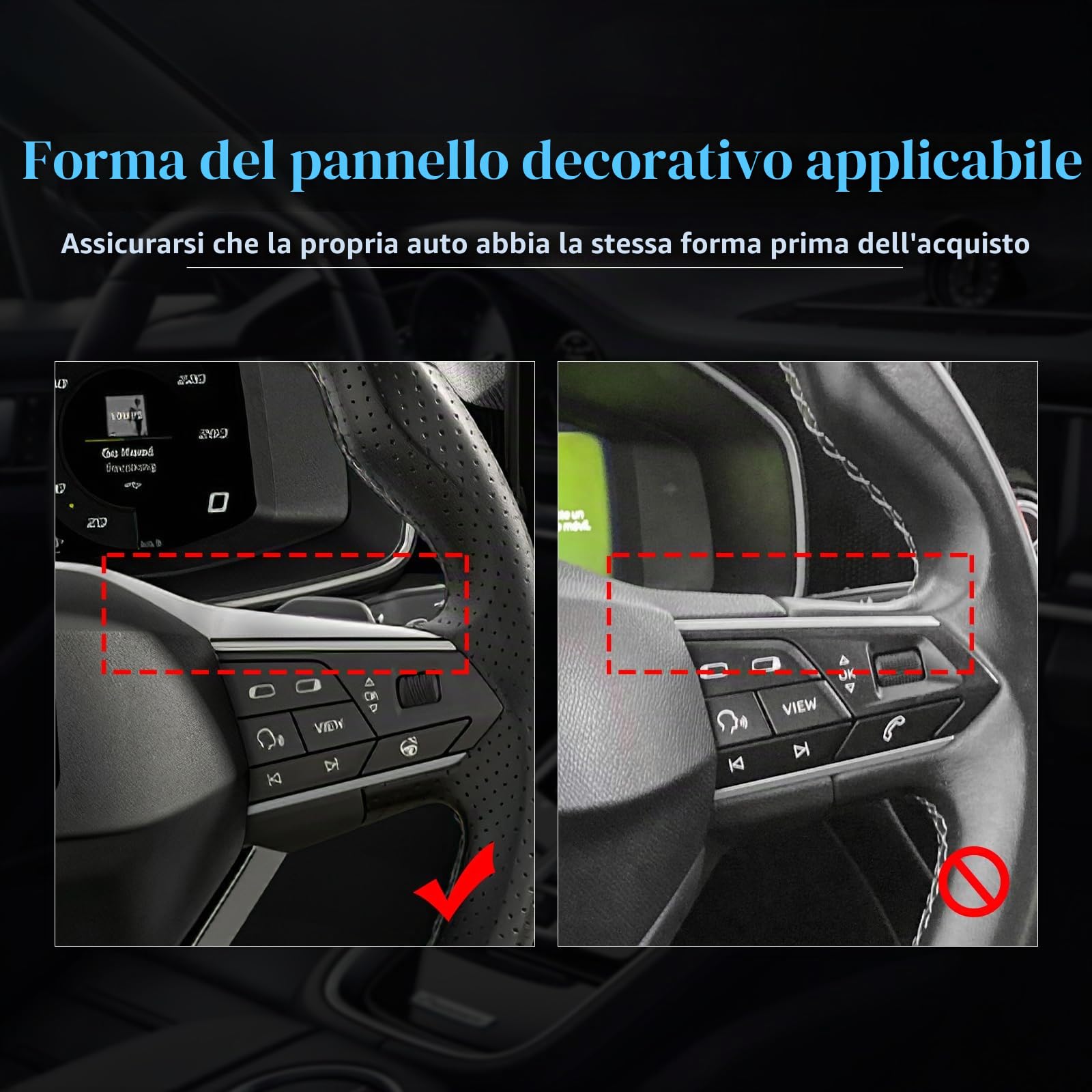KUNGKIC Per Seat Ateca/Tarraco/Seat Leon Cupra Formentor Cupra Leon 20 – 26, Ibiza/Arona/Cupra Born/Ateca/Terramar/Tavascan Dry in fibra di carbonio per auto, rivestimento volante, accessorio (nero)