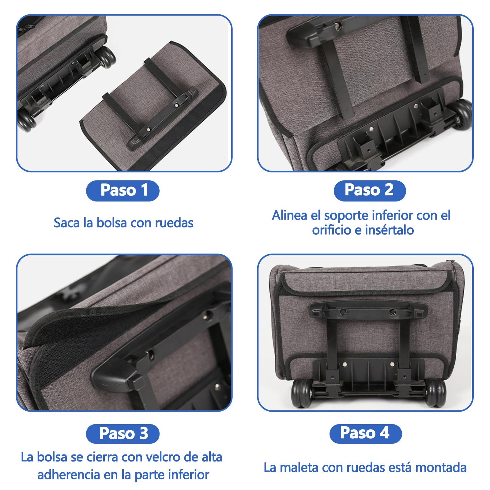 Galatée Bolsa De Viaje con Ruedas para Mascotas, Fabricada En Tela Oxford Transpirable, No Requiere Instalación, Es Plegable y Fácil De Guardar, Apta Tanto para Perros como para Gatos (Gris)