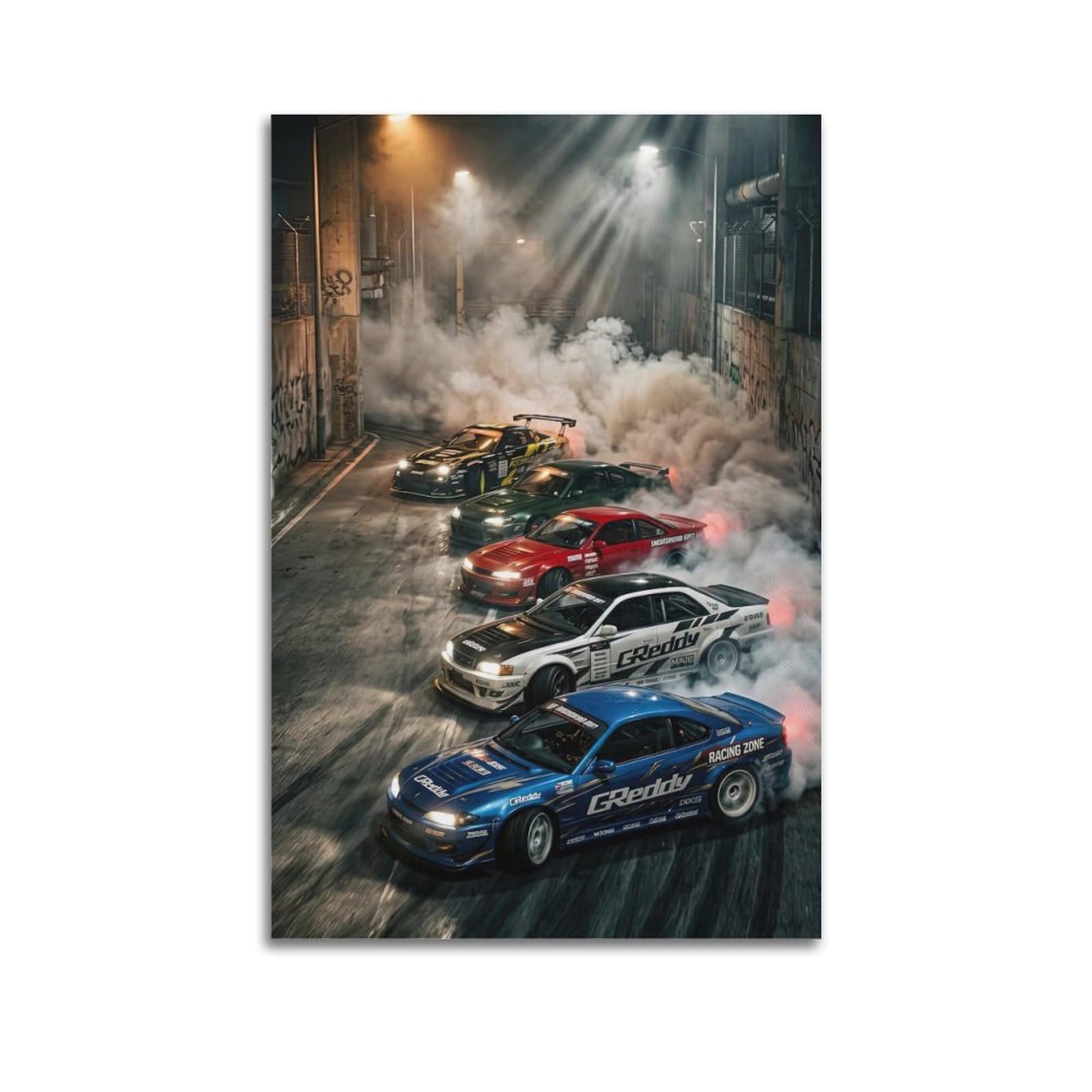 OKAHYS JDM Racing Car Poster Underground Drifting Sports Cars Decorative Painting Canvas Wall Artworks Picture 12x18inch(30x45cm)
