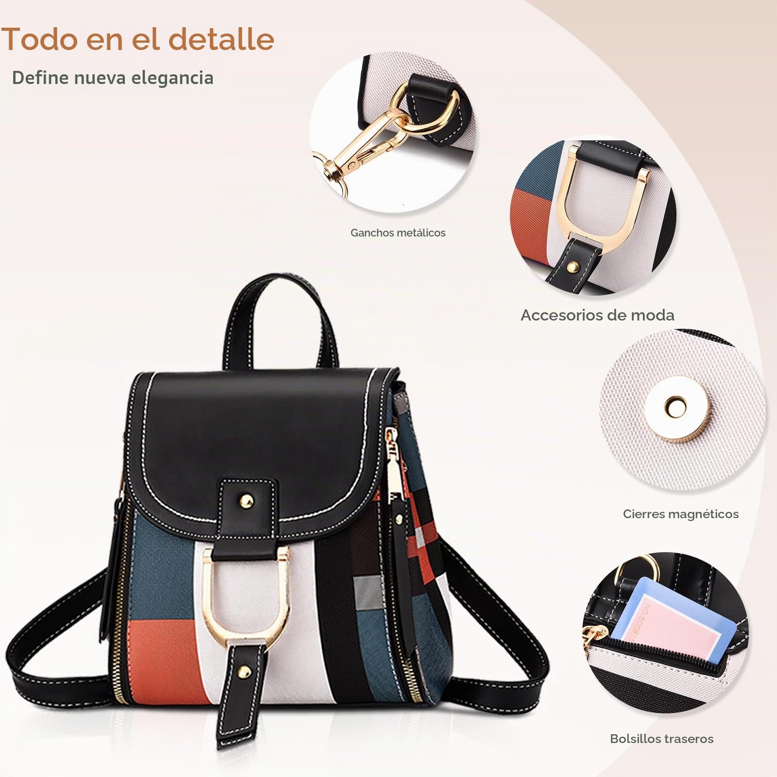 NICOLE&DORIS Mochila Mujer Mochila pequeña Bolso crossbody Bolsos de mano Mochila para damas Cuero Mochila Bolsa de hombro