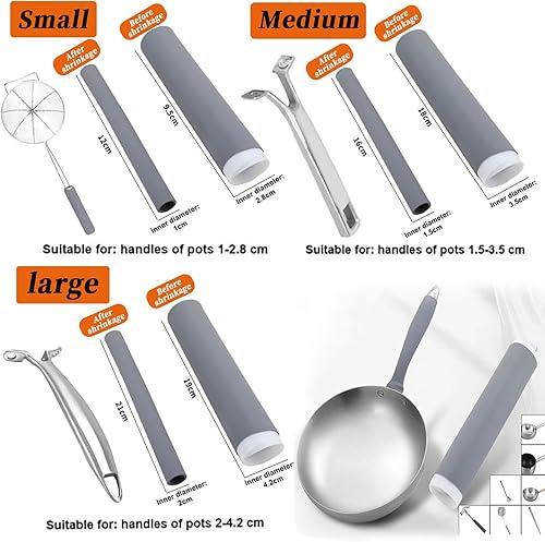 Miniatura 2 de 3 fundas de silicona para mango de olla resistentes al calor, funda de mango de hierro fundido, funda retráctil de silicona para mango de olla de