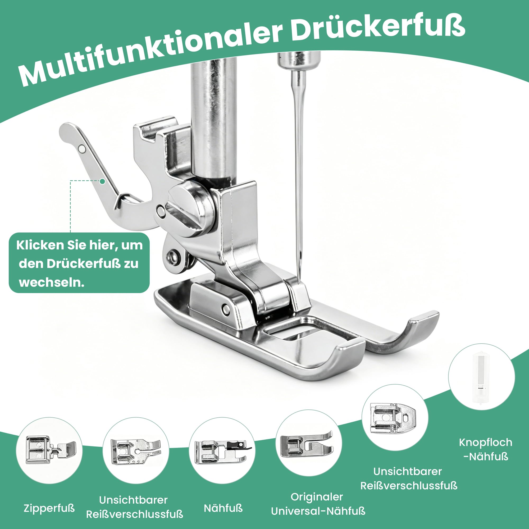Nähmaschine Kompakt Multifunktion 12 Stichprogramme 2 Geschwindigkeiten Doppelstich mit Fußpedal und Knopfsteuerung Anfänger und Profis LED Beleuchtung Tragbar für DIY Kleidung (Grün)