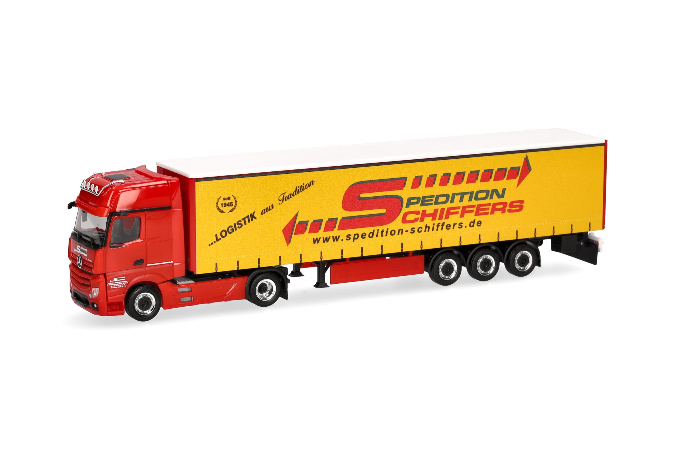 Herpa 319218 - 1/87 MB Actros Gigaspace Curtain Side Trailer - New