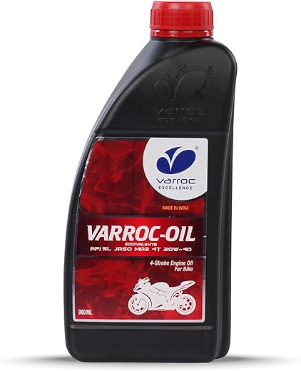 VARROC 20W40 4-Stroke Mineral Engine Oil, High Friction Modifiers, High Fuel Economy, Ideal for High Performance Bikes (900ML)