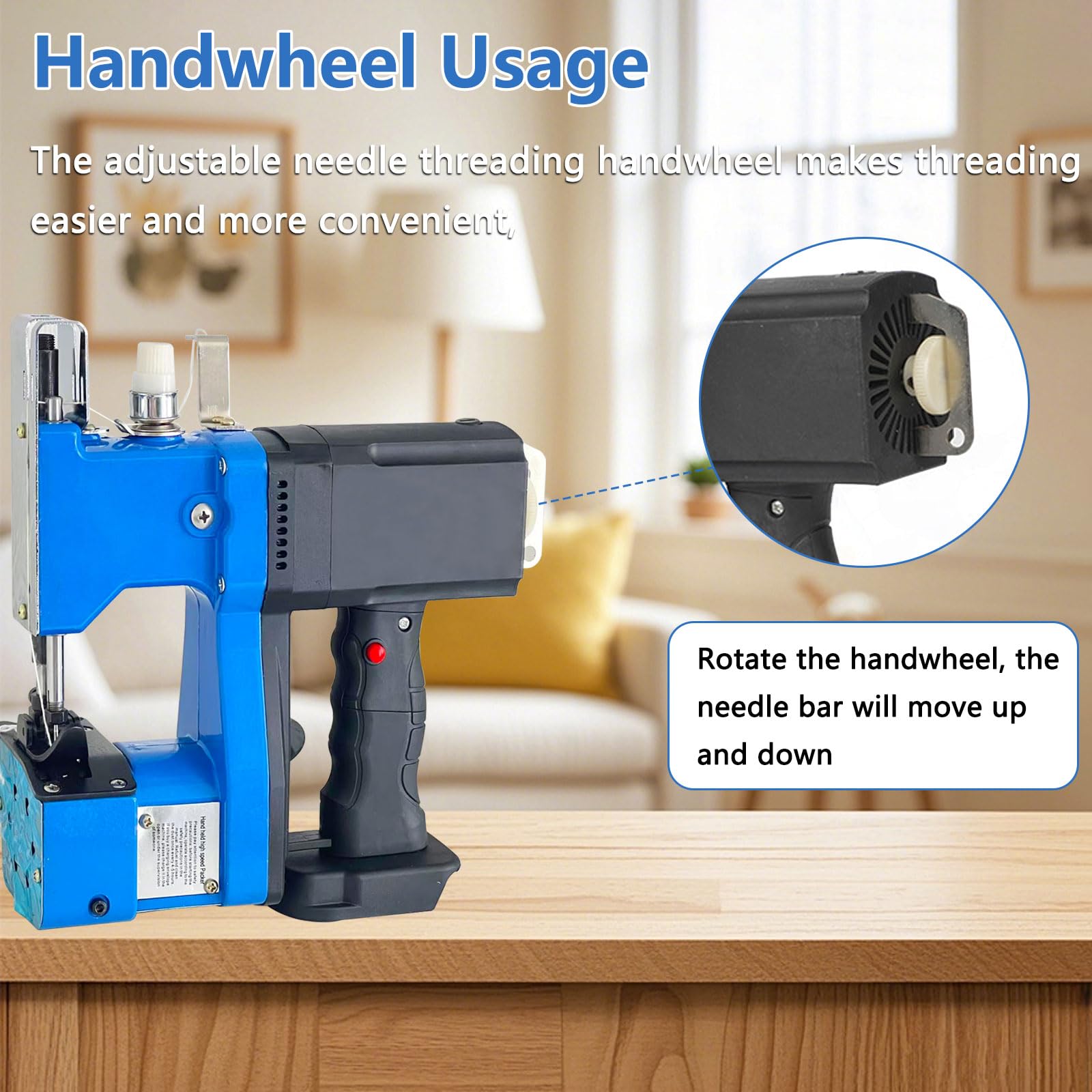 Handnähmaschine mit Akku, Tragbare Akku Sacknähmaschine kompatibel mit Ma-kita 18V Akku, Stichlänge 7–10mm, Nähdicke 0,2–10mm, Elektrische Beutelverschließmaschine für Säcke