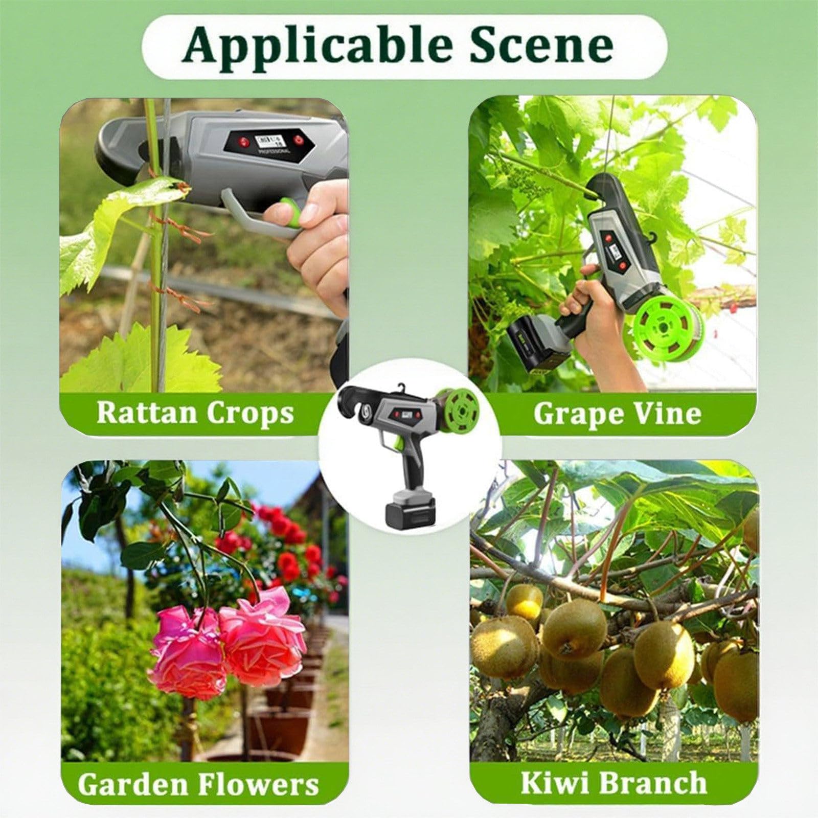 Atadora eléctrica para Plantas, atadora para viñedos, Pantalla Digital, diámetro de Atado de 25 mm, Juego de atadora de Ramas Comercial para Uvas, Tomates y Verduras