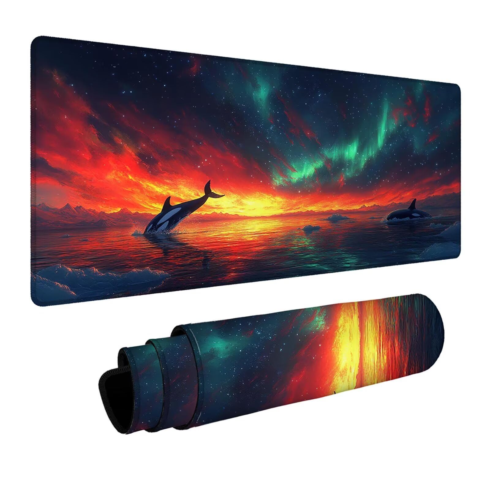 Podkładka pod mysz Aurora XXL, 60 x 140 x 0,3 cm, wodoodporna, podkładka pod mysz dla graczy, poprawia prędkość, akcesoria do gier, laptop, biuro, prezent dla mężczyzn, FSBD-5822