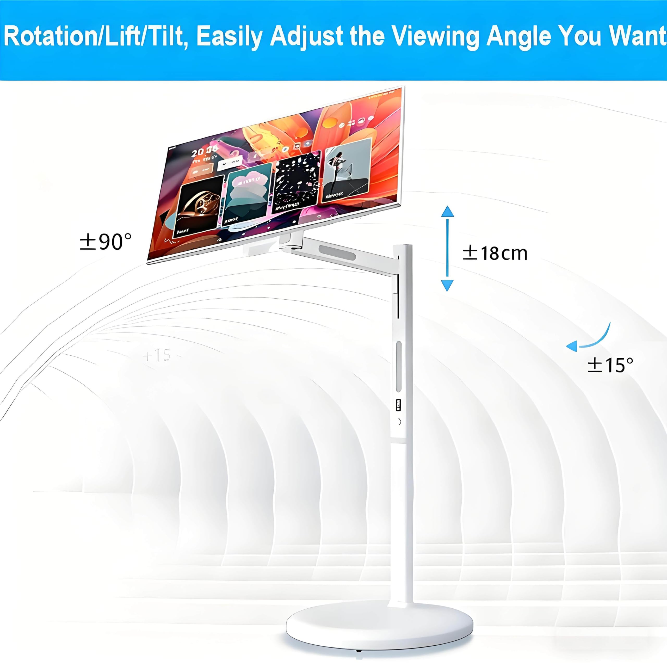 Televisor inteligente portátil con pantalla táctil de 24 pulgadas sobre ruedas, pantalla inalámbrica 1080p con sistema operativo Android, 8 GB de RAM y 128 GB de almacenamiento (24 pulgadas).