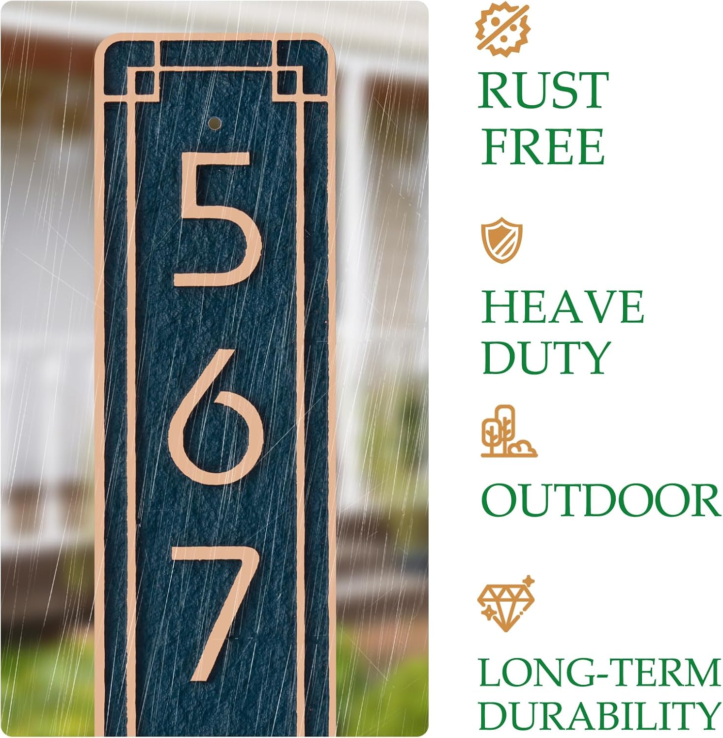 Customizable House Number Sign - Address Plaque for Outdoor/Indoor Use,Apartment,Office,Mailbox,Vertical or Horizontal Style 15