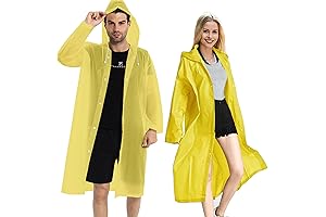 2 Pack Mens Yellow Rain Coat - Reusable EVA Rain Ponchos Rain Jackets Raincoats