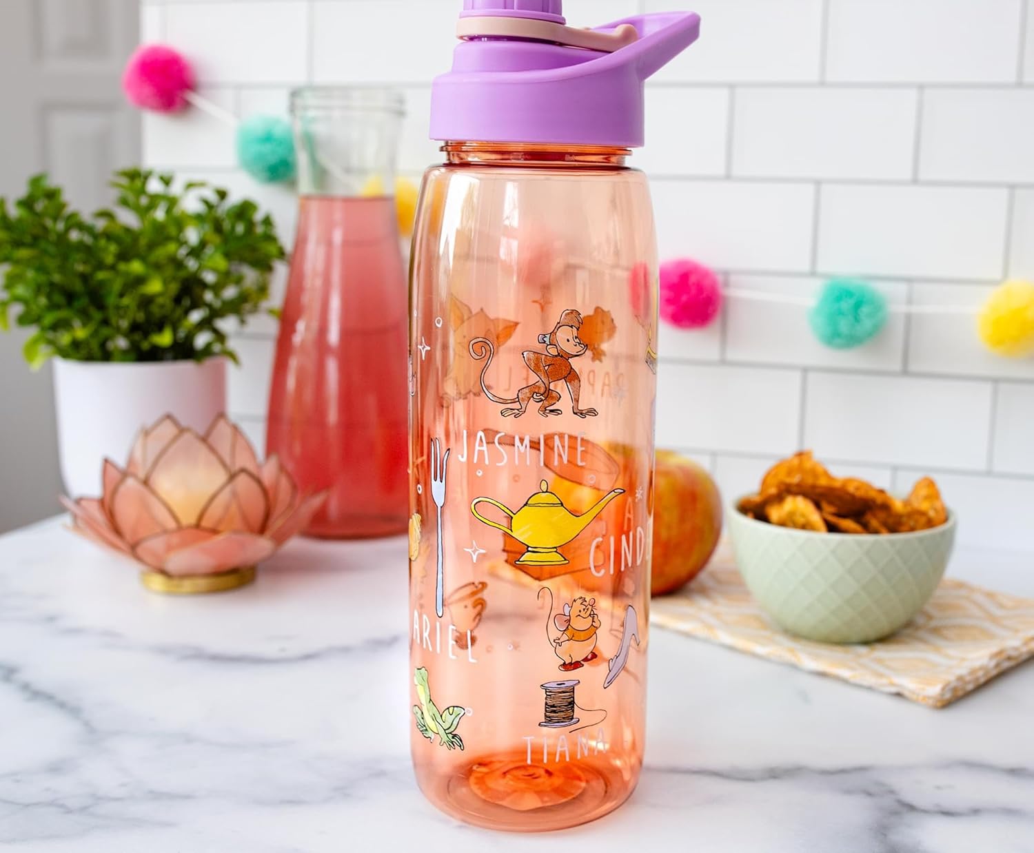 Silver Buffalo Disney Princess Icons Water Bottle With Screw-On Lid, 28 Ounces - Image 6