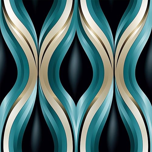 FLFK Papel tapiz bohemio para despegar y pegar, removible con rayas onduladas para sala de estar, dormitorio, cocina, oficina, decoración de