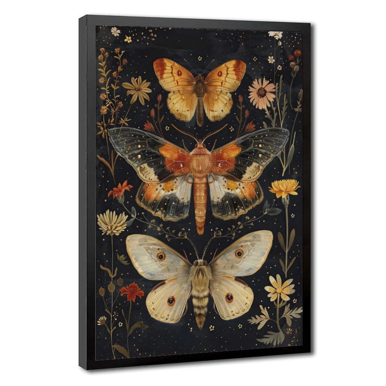 Bareronor Whimsical Moth Poster Canvas Poster Bedroom Decor Landscape Office Room Decor Gift 24" L X 36" W