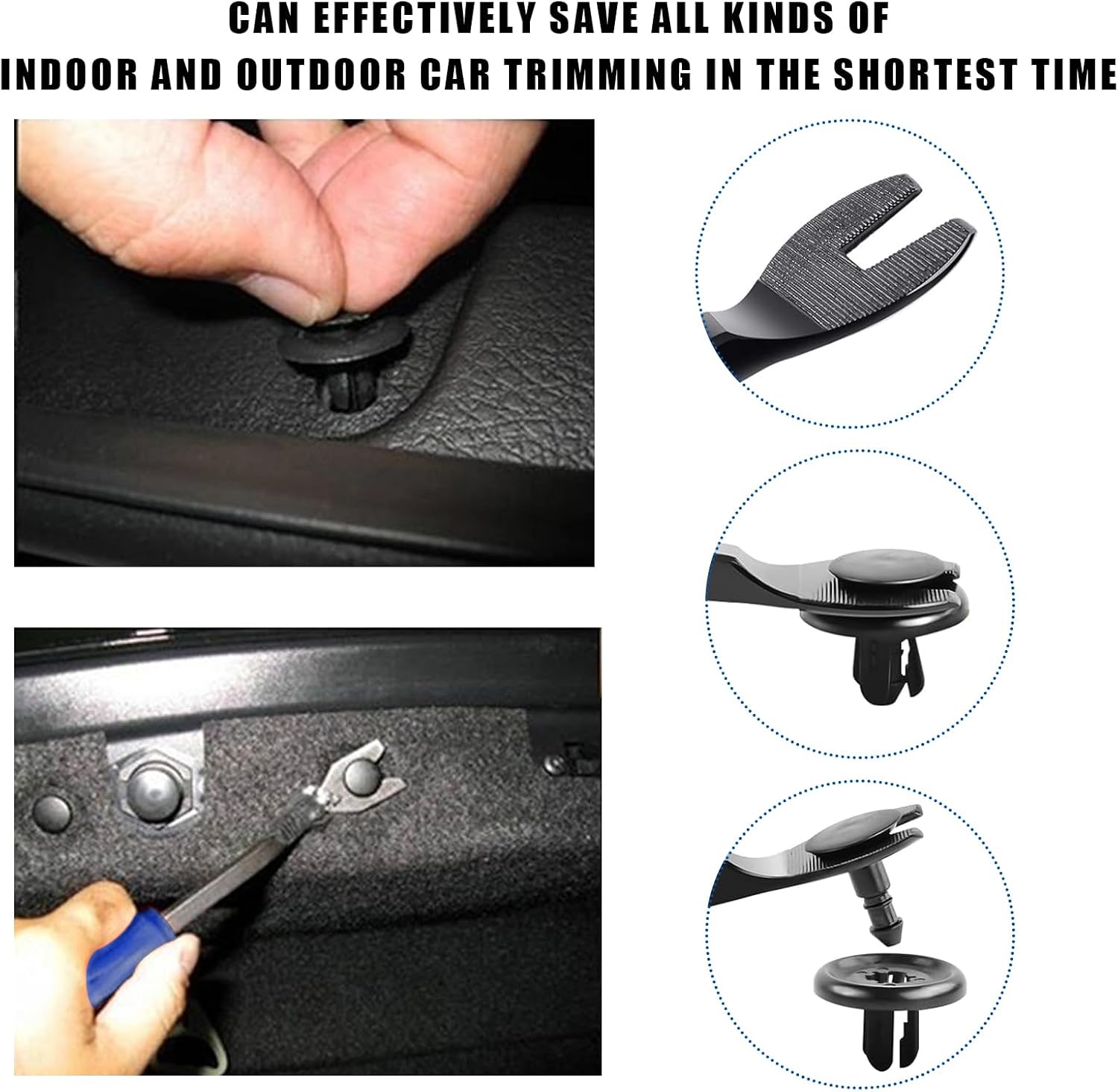 5 PCS Auto Trim Removal Tool Kit, No Scratch Plastic Interior Door Panel Clip Fastener Removal Pry Set, Vehicle Audio Dash Window Molding Remover Tool Kit, Car Accessories (Blue)